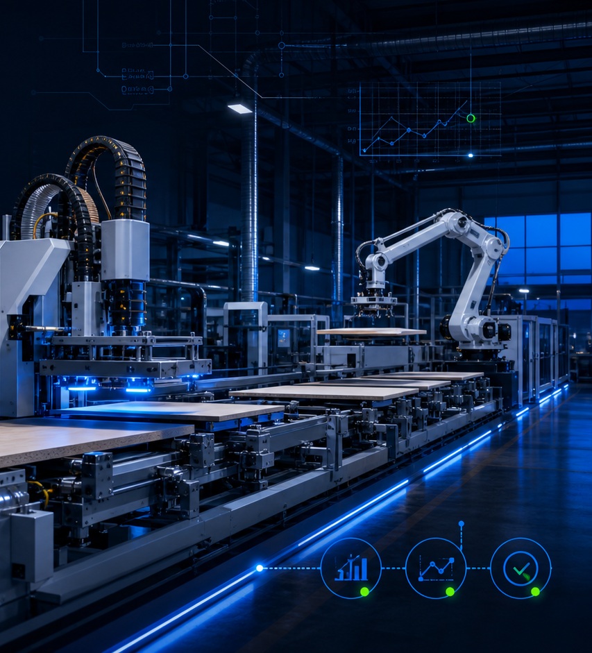 Advanced automated woodworking production line